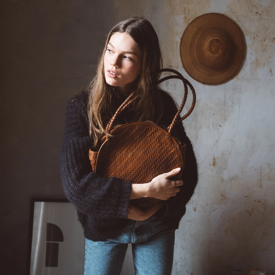 Natural U-Shopper with Leather Handles - Image 3